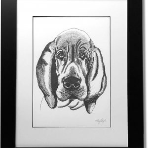 Bloodhound Signed Framed Original Print