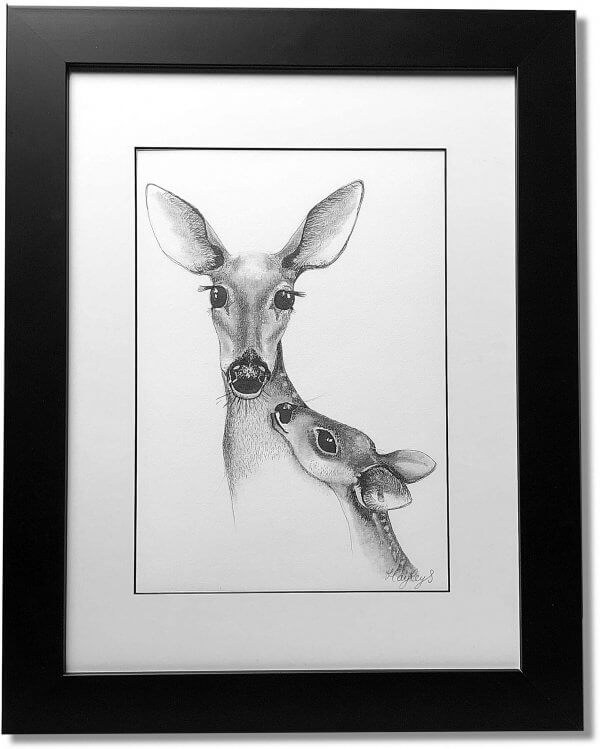 Deer & Foal Signed Framed Original Print