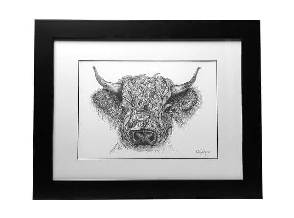 Highland Cattle Signed Framed Original Print